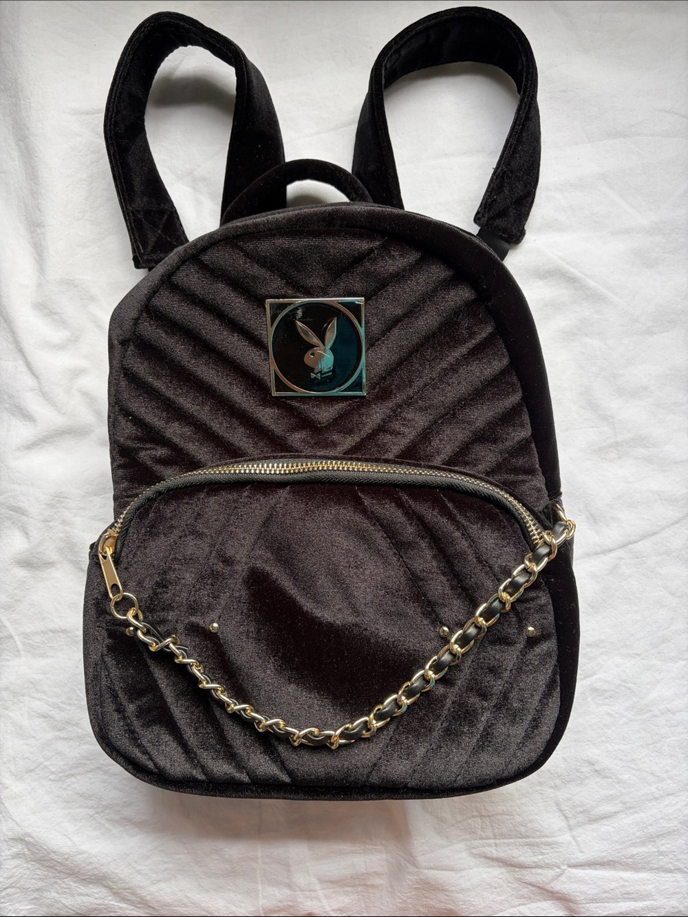 Playboy Mini Backpack Black Soft Velour